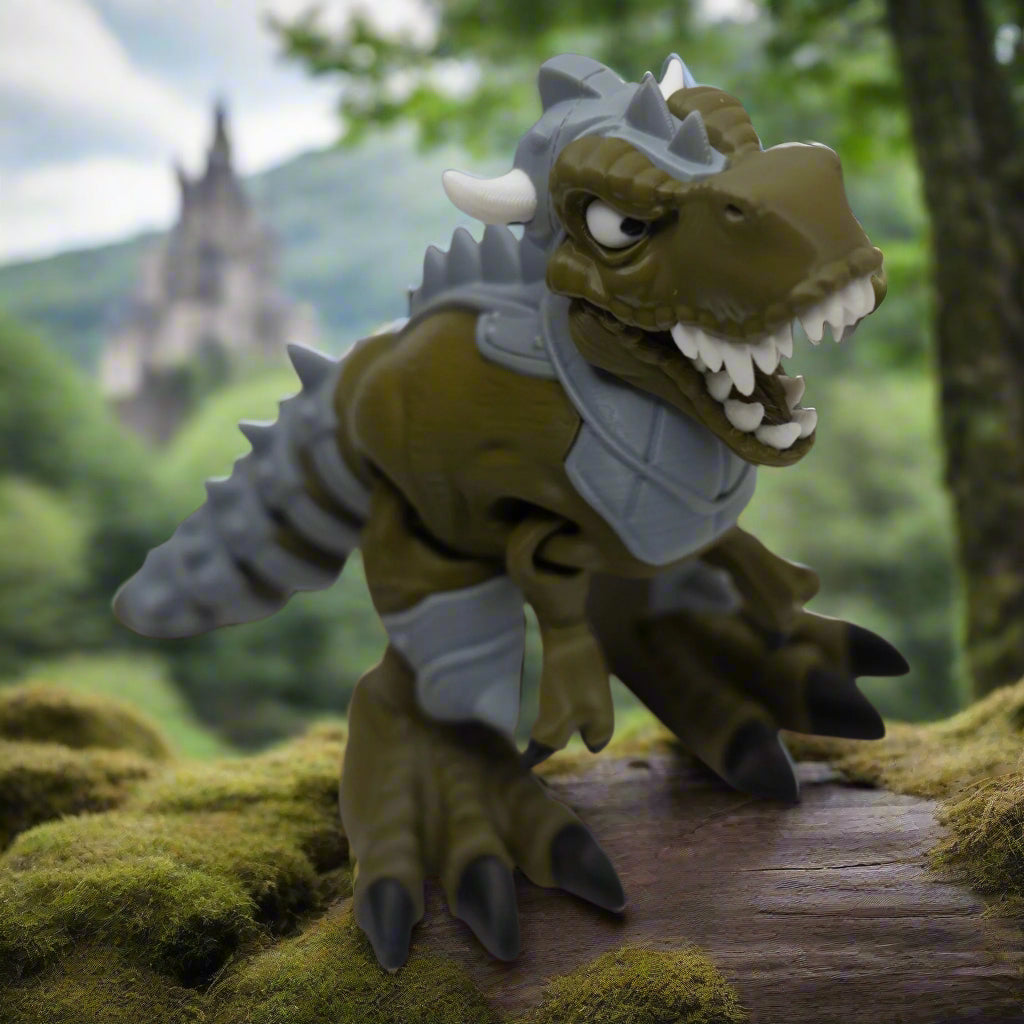 Toy dinosaur figure with armor